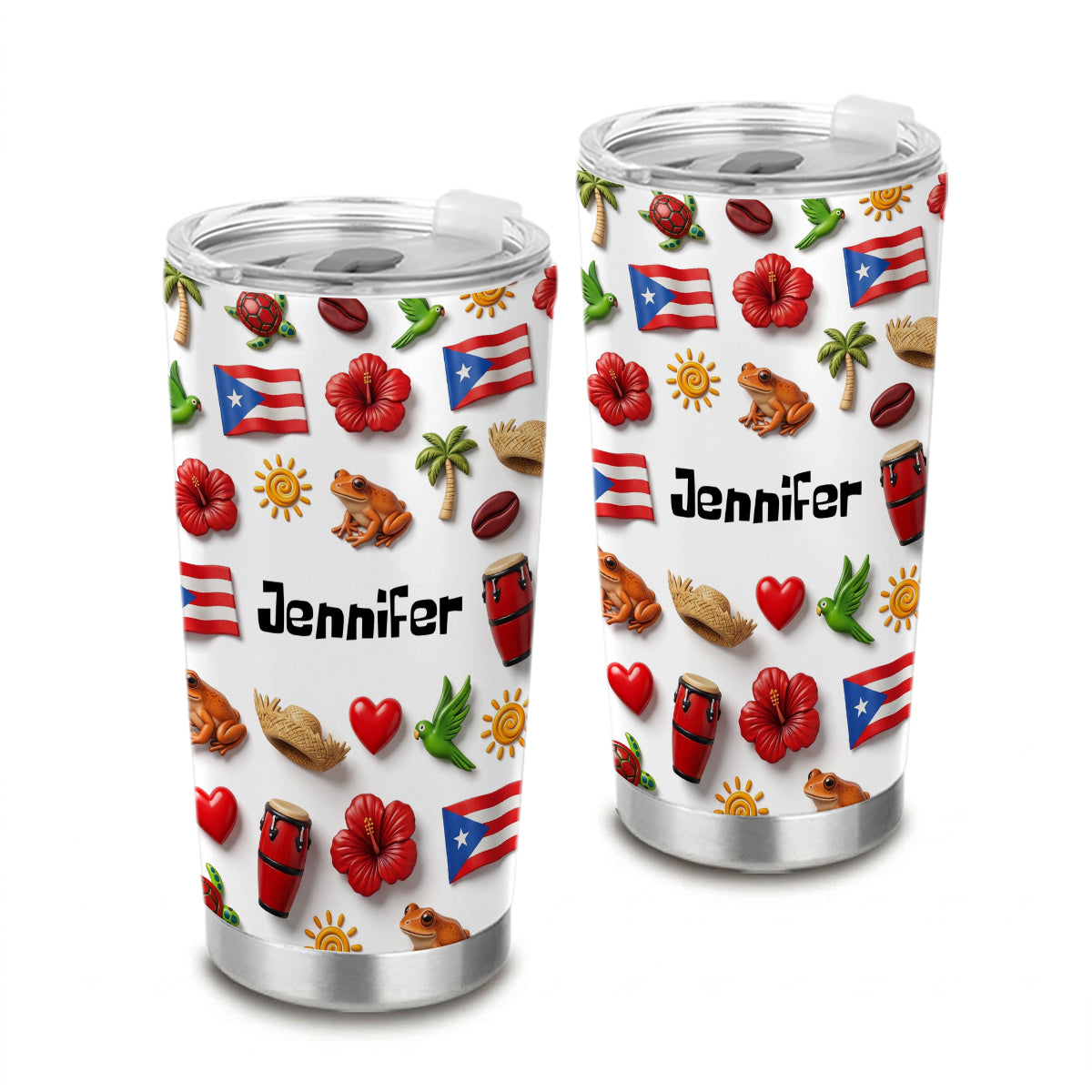 Custom Puerto Rico 2D Symbols Print And Name Tumbler