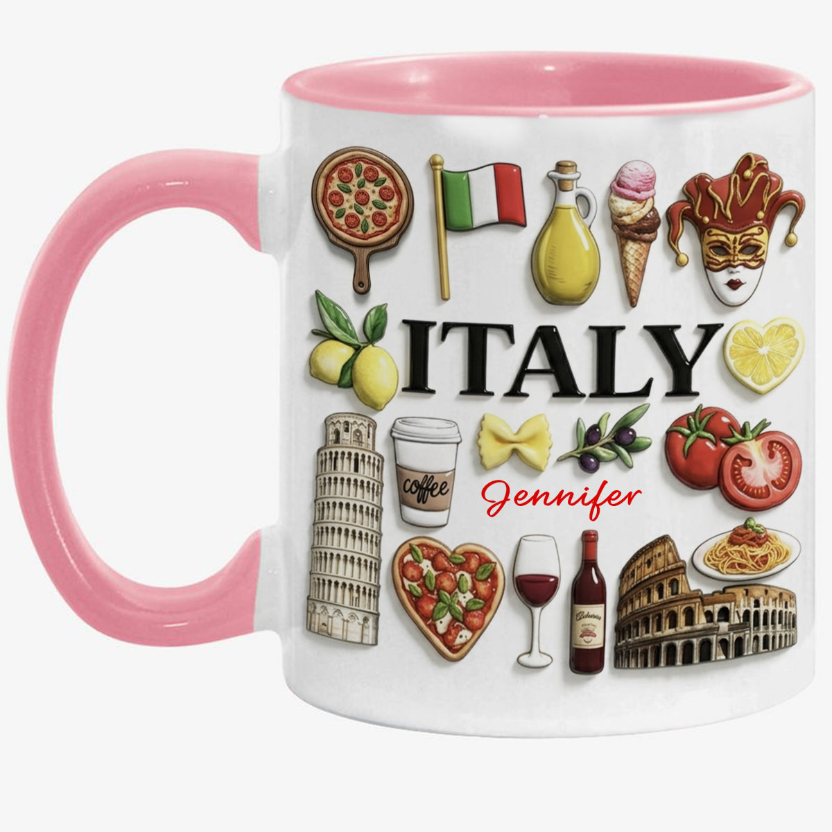 Custom Italy Accent Mug With Many Italy Symbols