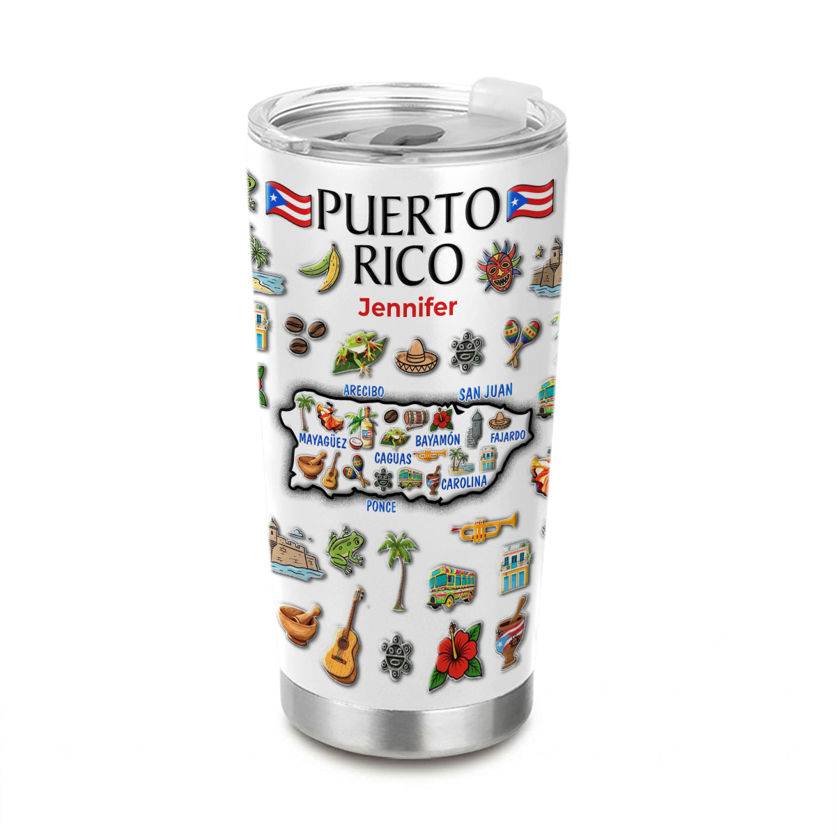 Custom Puerto Rico Map Tumbler With Your Name