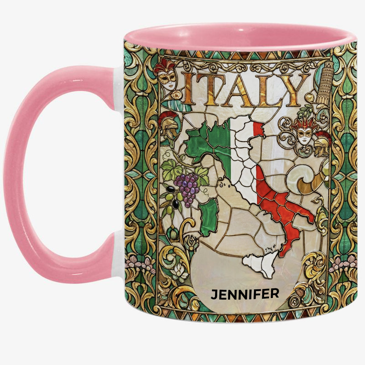 Custom Italy Italia Accent Mug With Flower Patterns