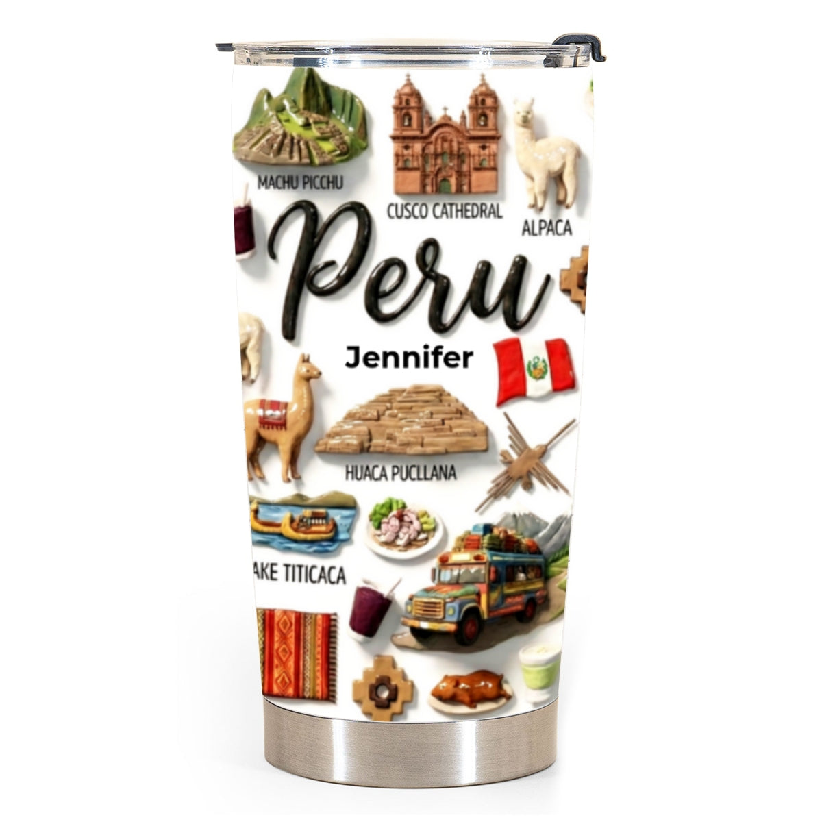 Custom Peru Tumbler With Your Name With Clay Effect