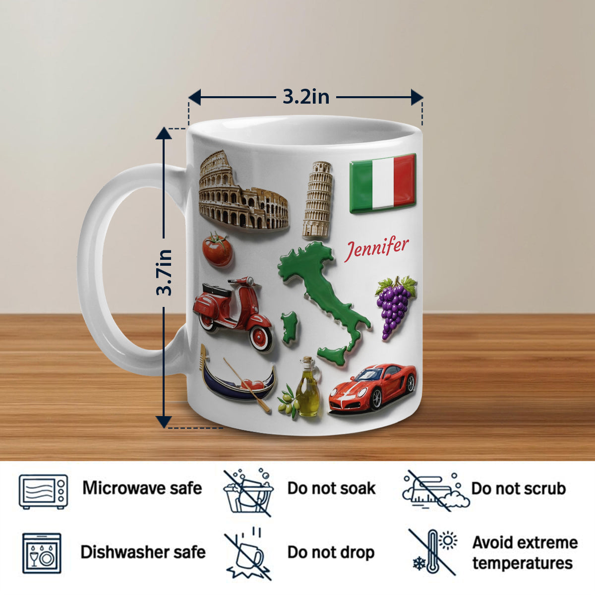Custom Italy Mug With Various Symbols