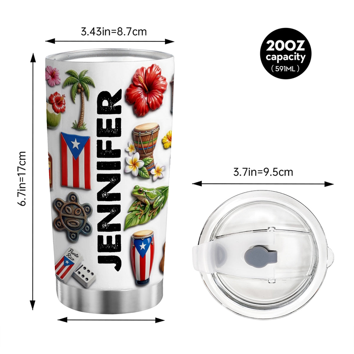 Custom Puerto Rico Tumbler With Puerto Rico Style And Name