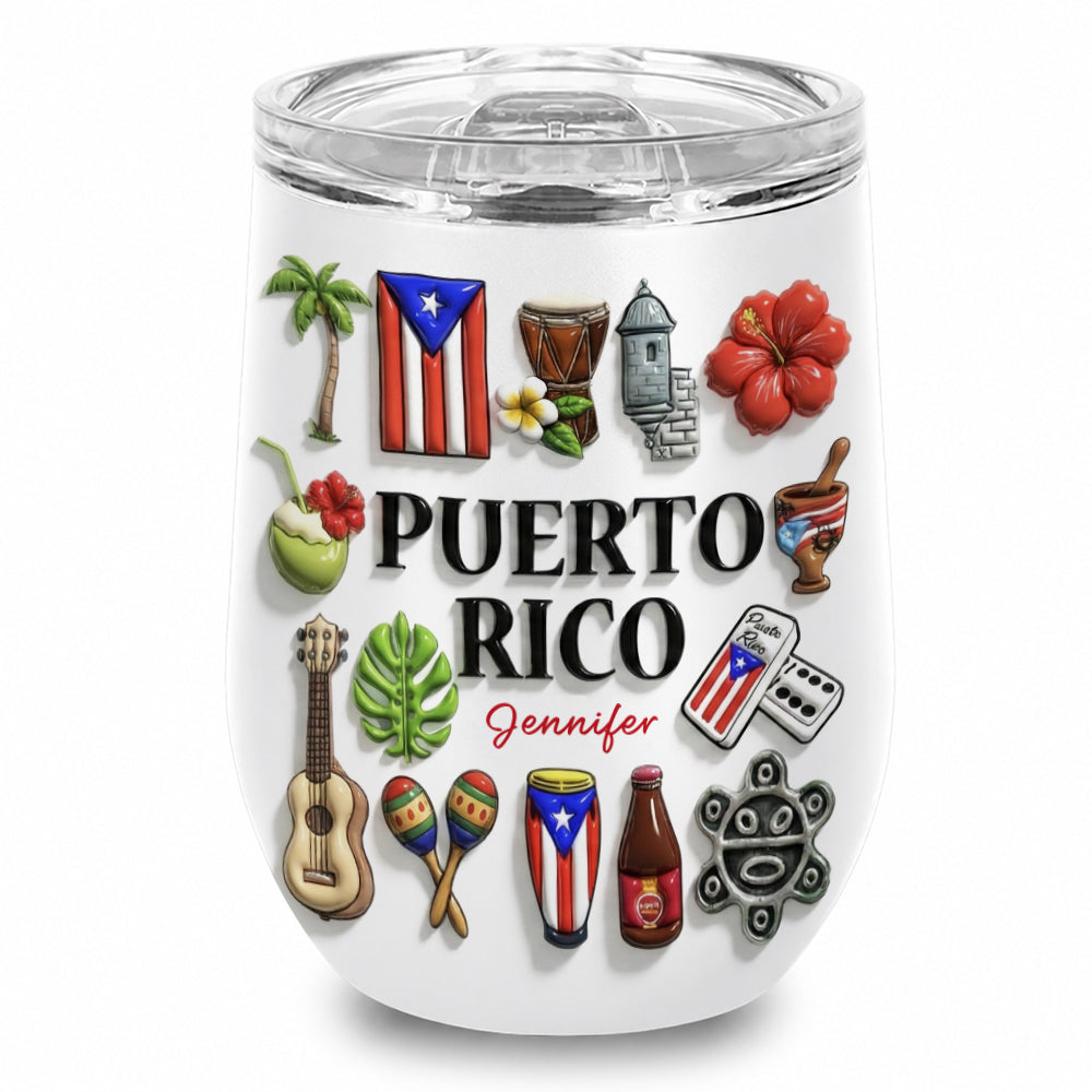 Custom Puerto Rico Tumbler 12oz With Many Puerto Rico Symbols