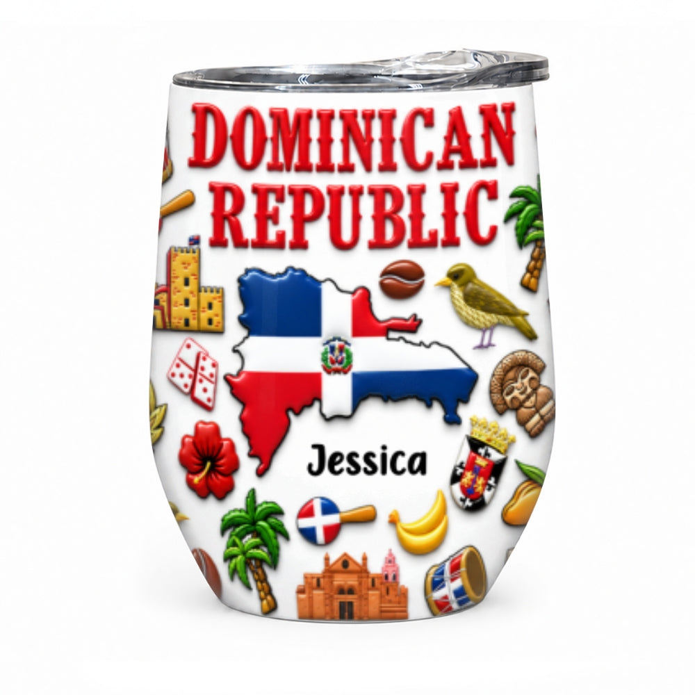 Personalized Dominican Republic 2D Printed Cup Tumbler 12oz