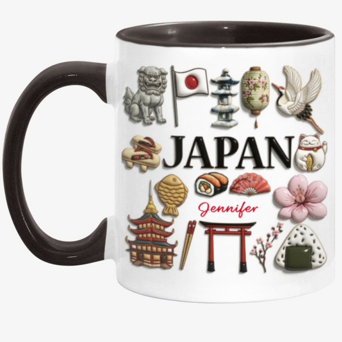 Custom Japan Accent Mug With Many Japan Symbols v2