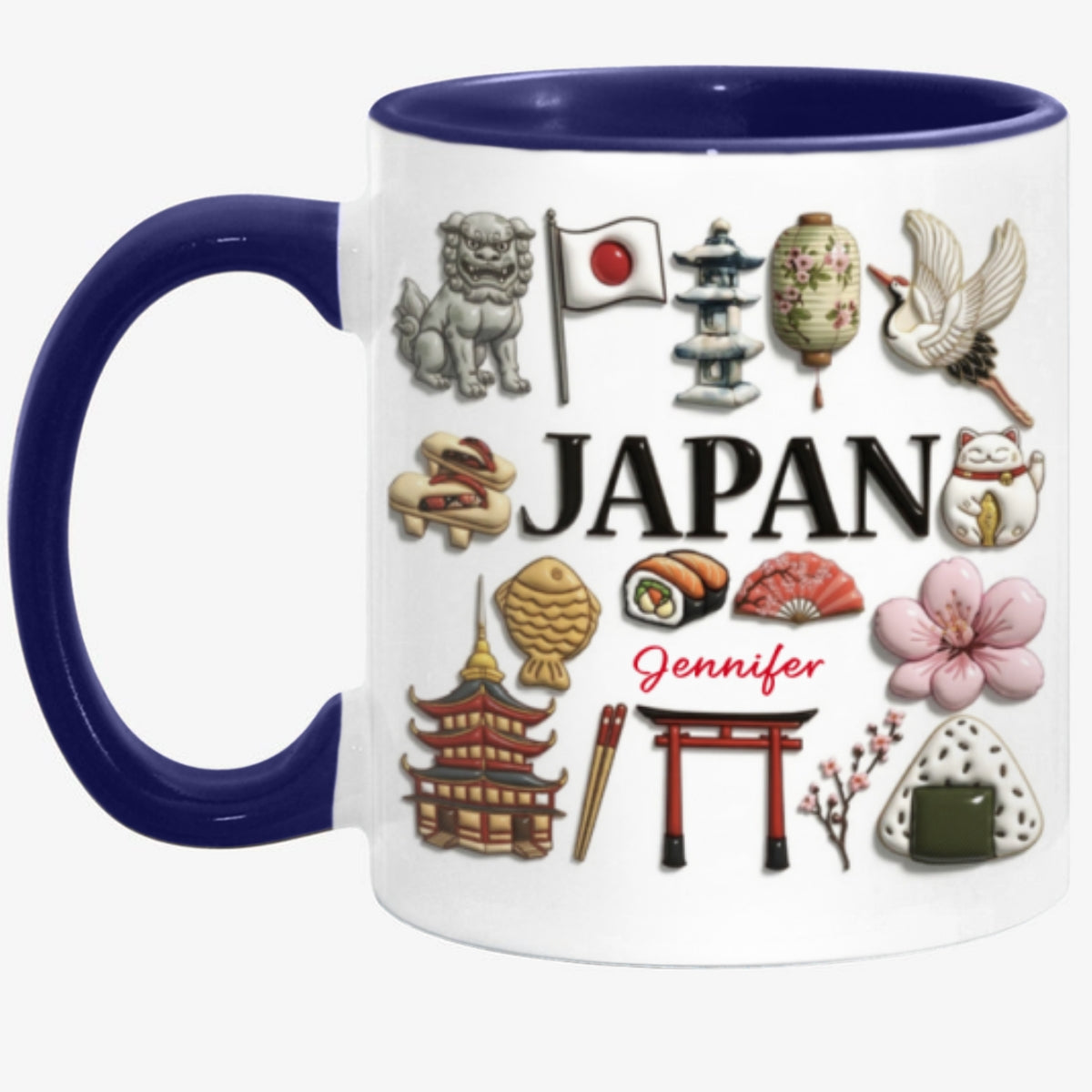 Custom Japan Accent Mug With Many Japan Symbols v2
