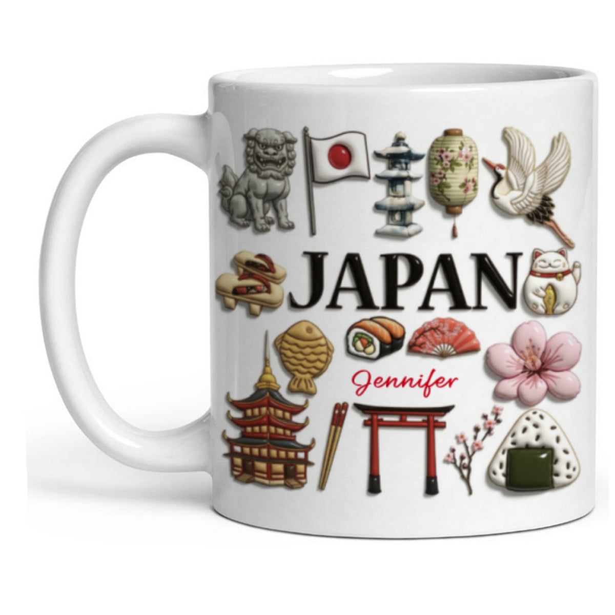 Custom Japan Accent Mug With Many Japan Symbols v2