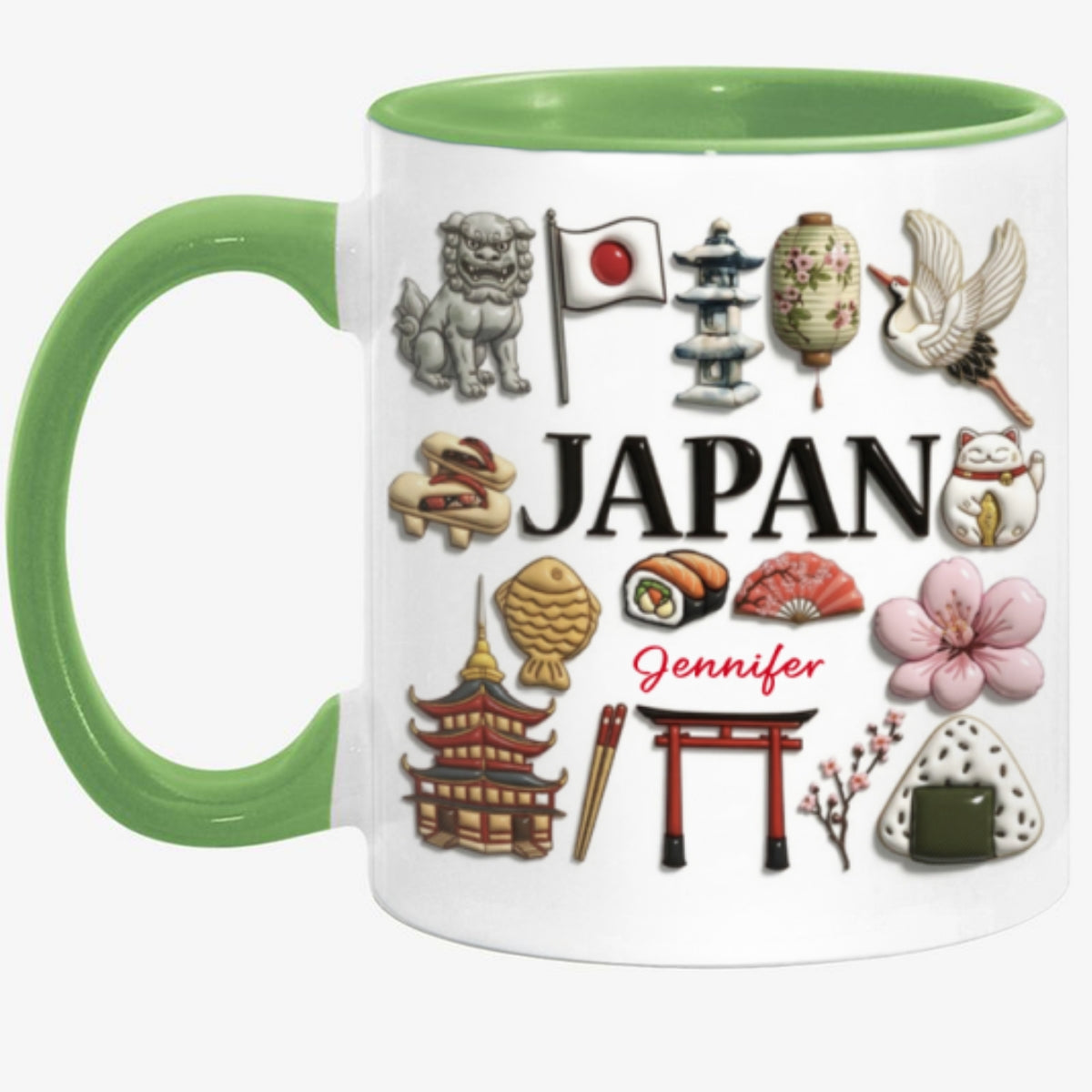 Custom Japan Accent Mug With Many Japan Symbols v2
