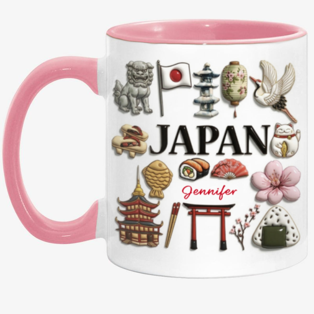Custom Japan Accent Mug With Many Japan Symbols v2