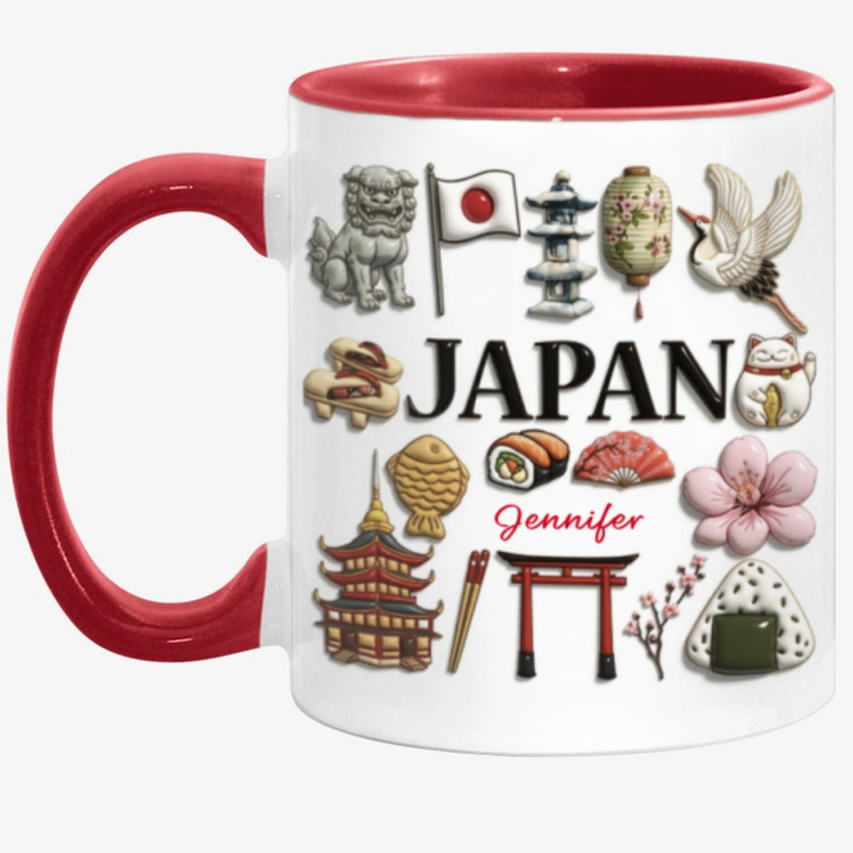 Custom Japan Accent Mug With Many Japan Symbols v2