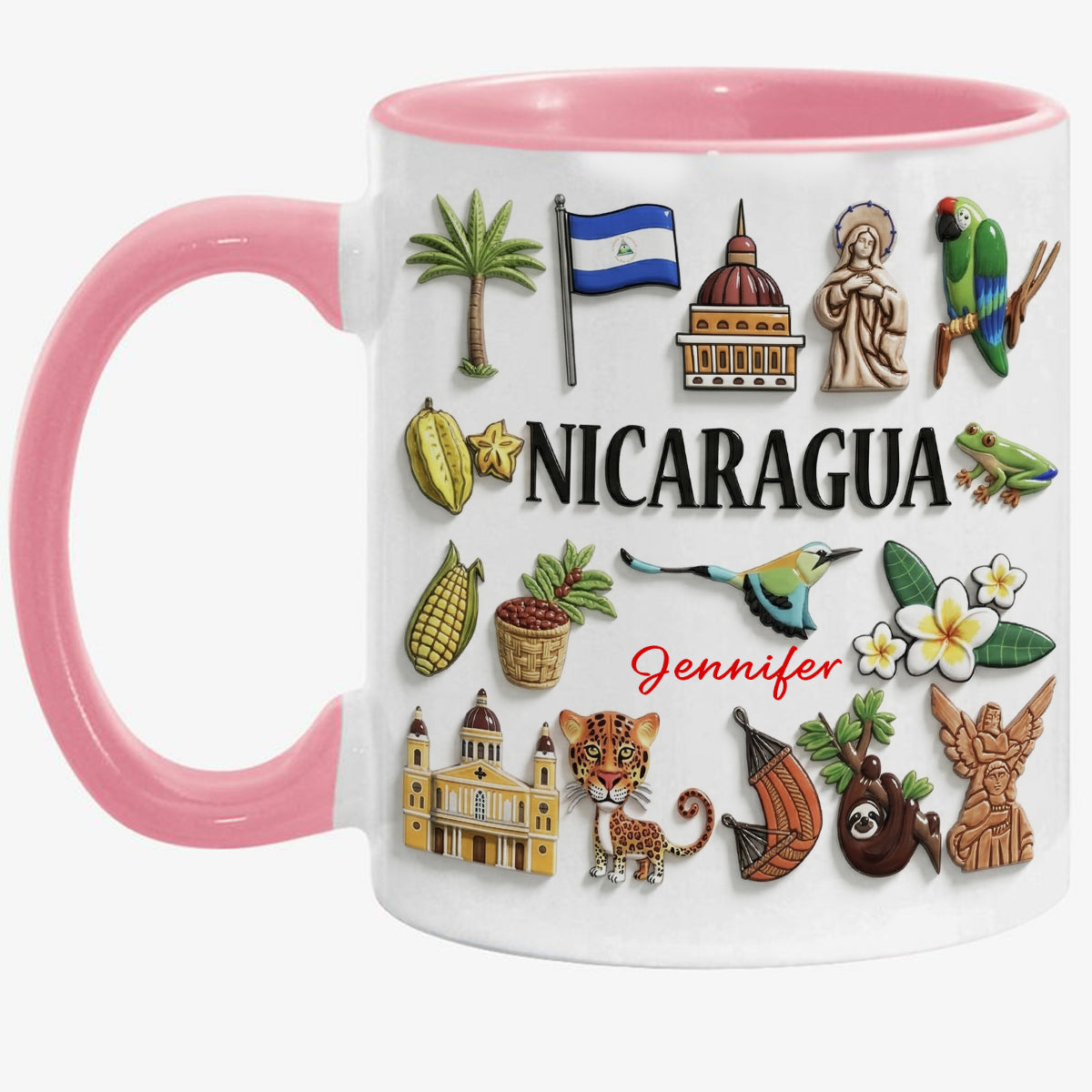 Custom Nicaragua Accent Mug With Many Nicaragua Symbols