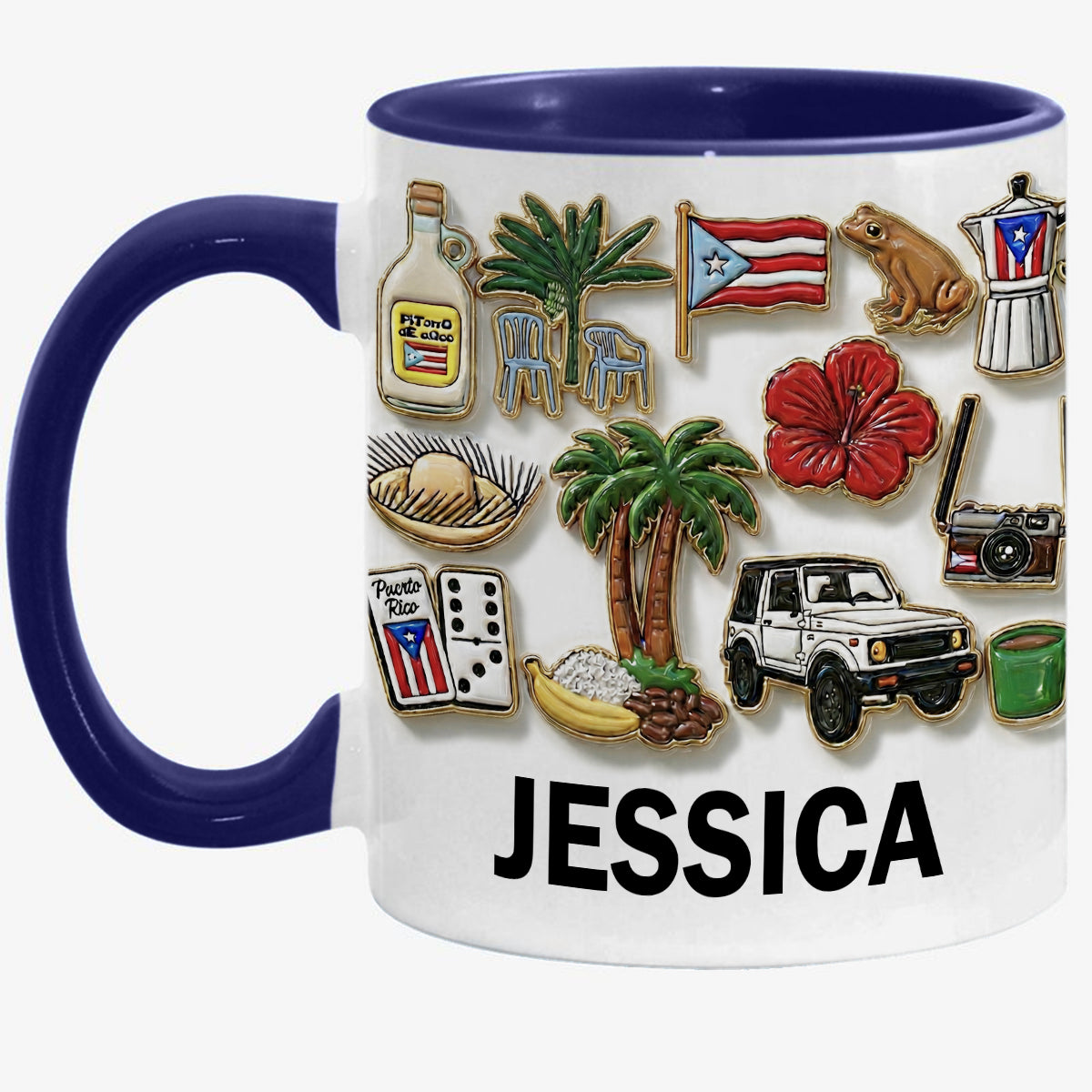 Puerto Rico Culture 2D Printed Coffee Mug Cup Personalized With Name