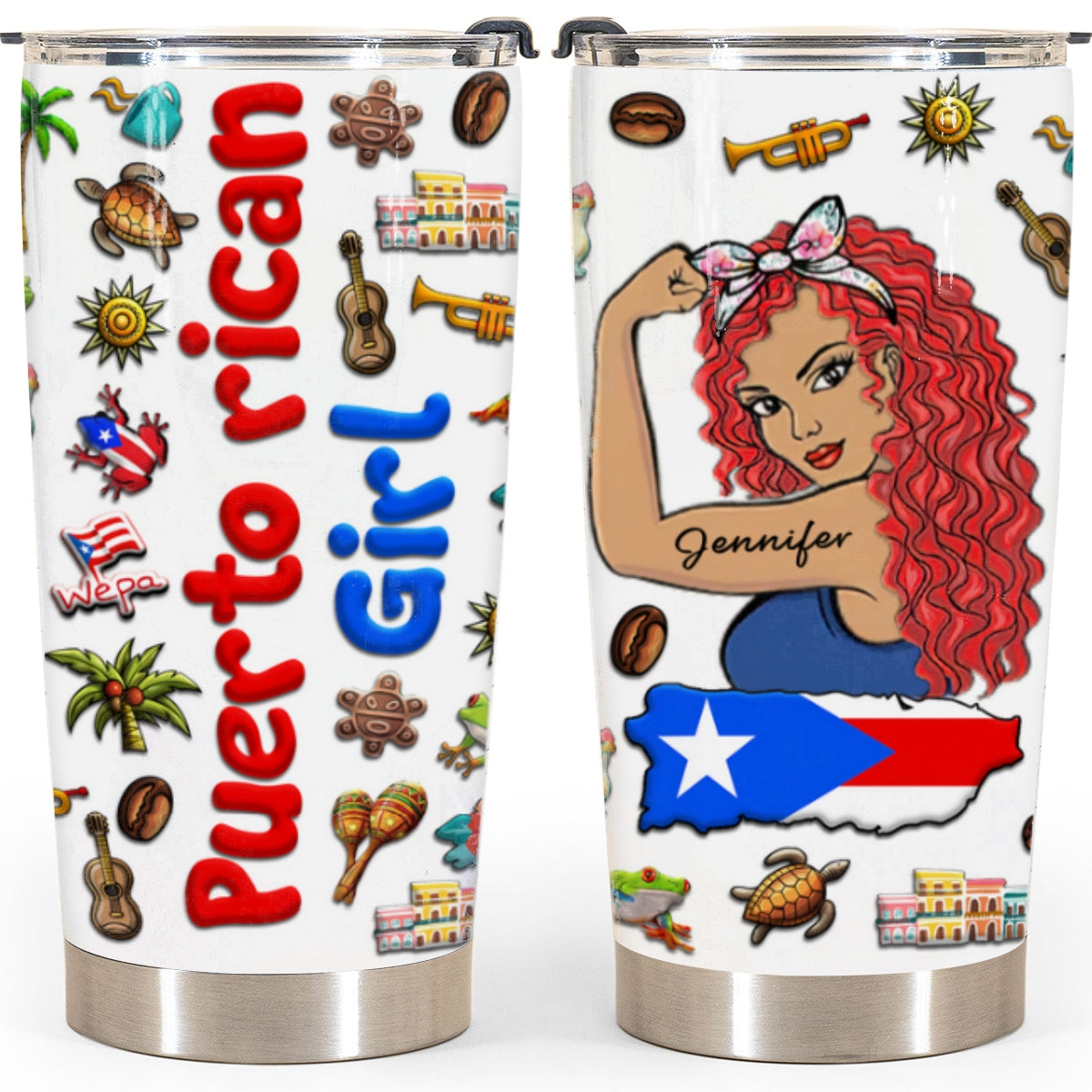 Custom Proud Puerto Rican Girl Tumbler And Your Name