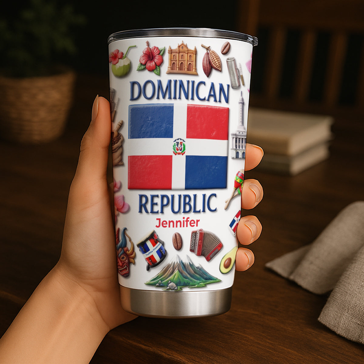 Custom Dominican Republic Map, Flag In Two Sides Tumbler