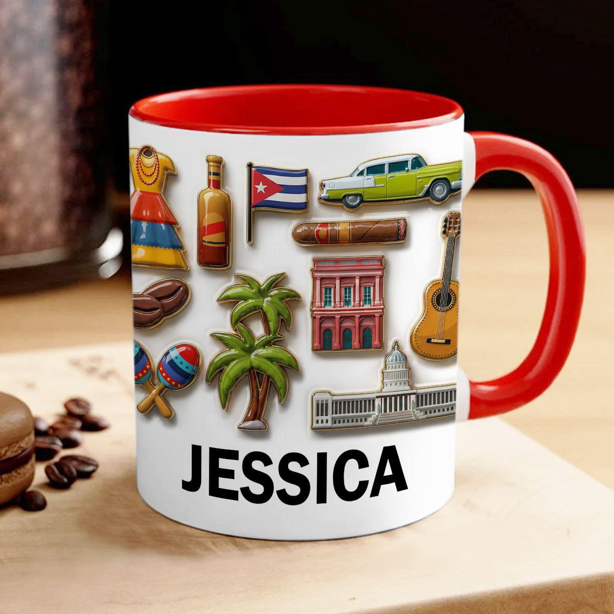 Cuba Culture 2D Printed Coffee Mug Cup Personalized With Name