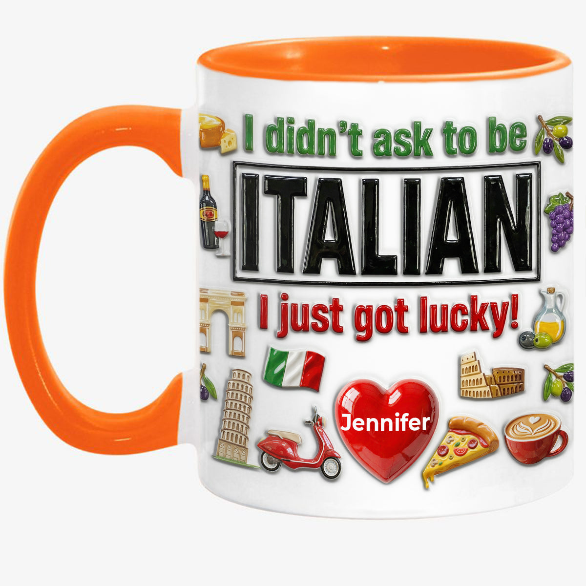 Custom Italia Italian I Just Got Lucky Accent Mug