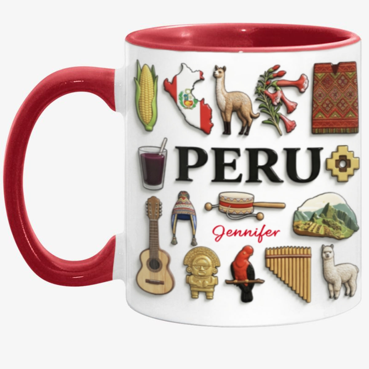 Custom Peru Accent Mug With Many Peru Symbols