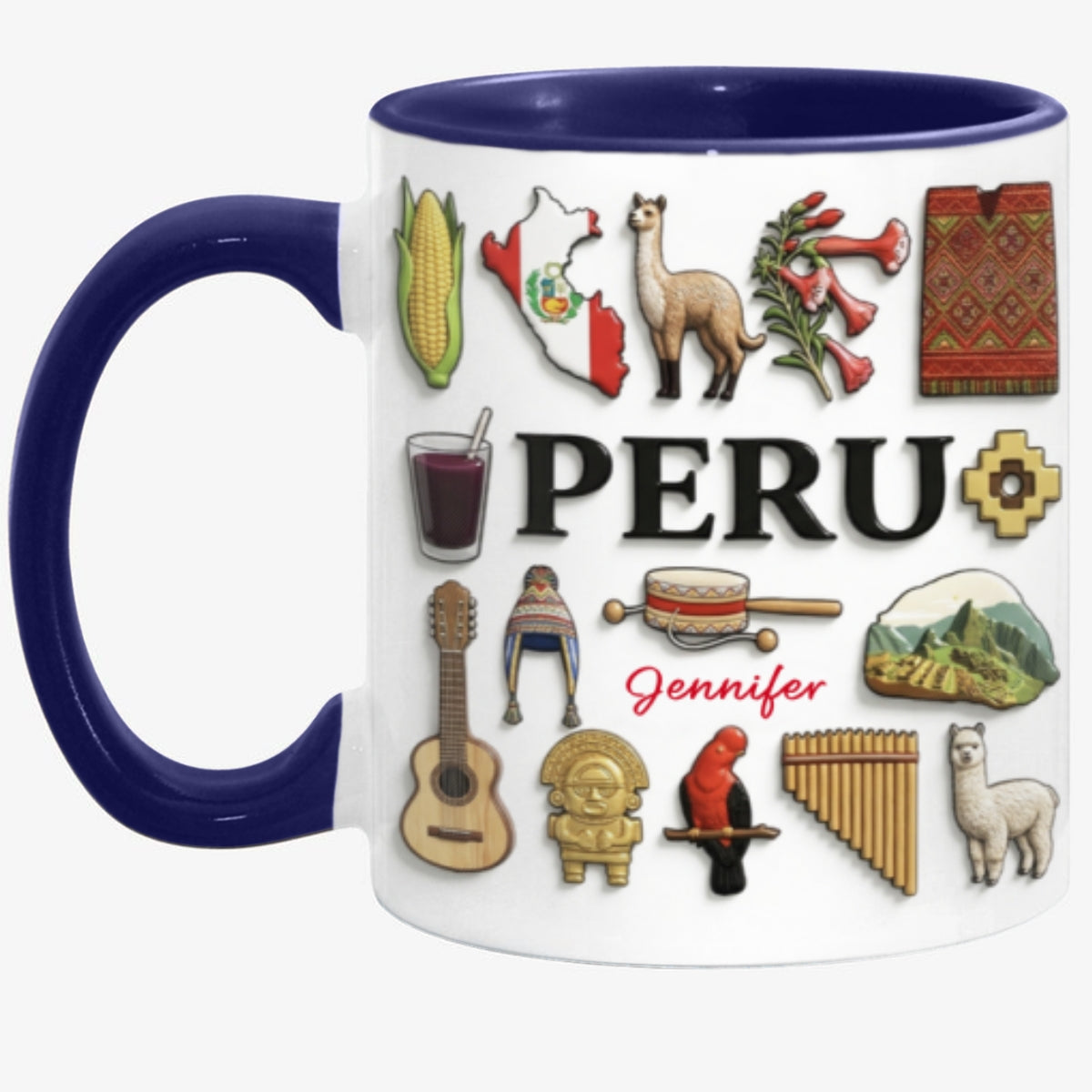Custom Peru Accent Mug With Many Peru Symbols