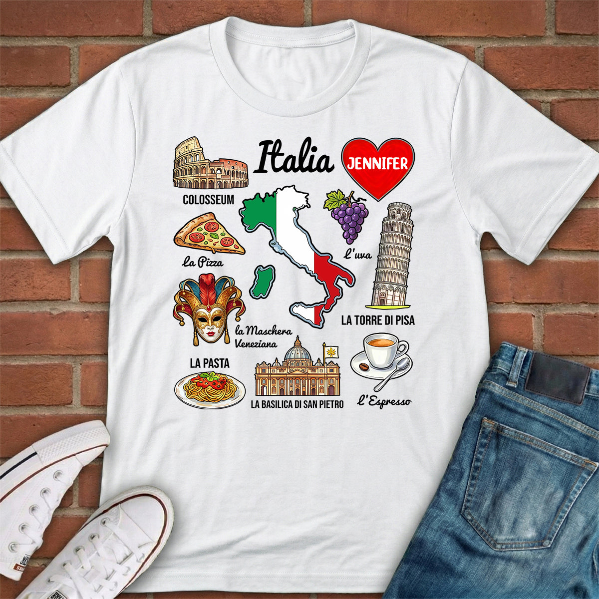 Custom Italia Italy T-shirt With Symbols