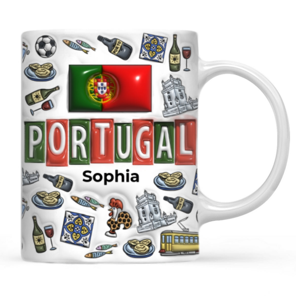 Custom Portugal Mug With Map, Flag