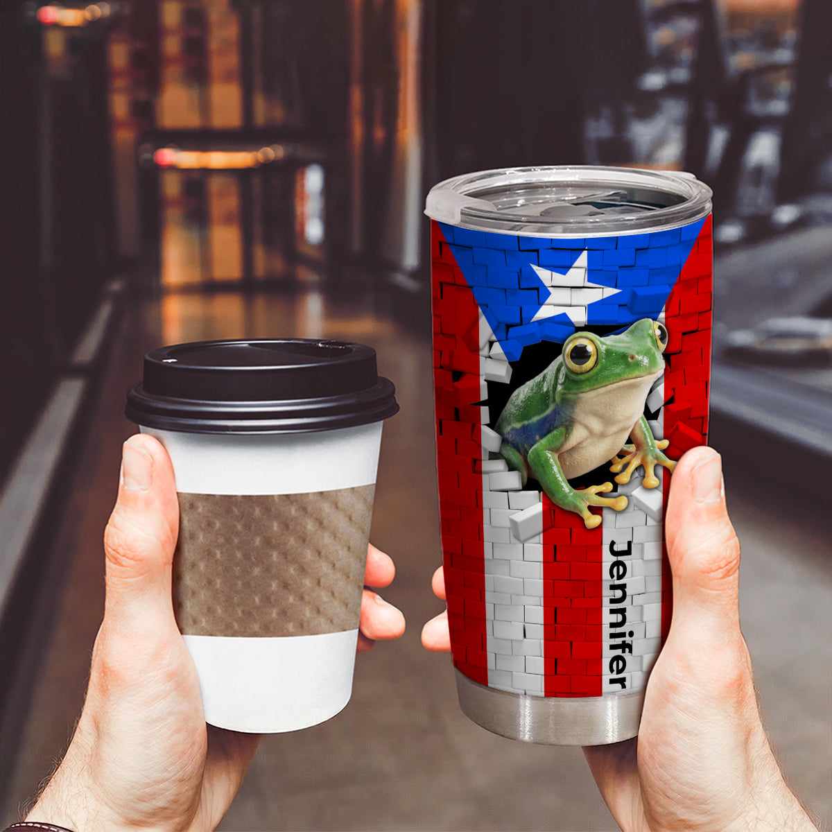 Custom Puerto Rico Frog In Hole Tumbler