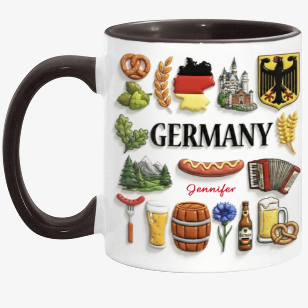 Custom Germany Accent Mug With Many Germany Symbols