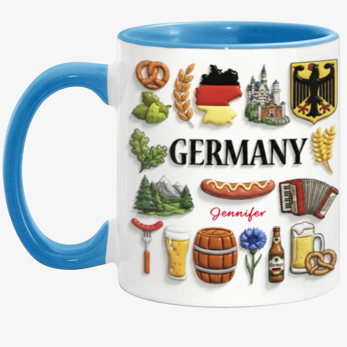 Custom Germany Accent Mug With Many Germany Symbols