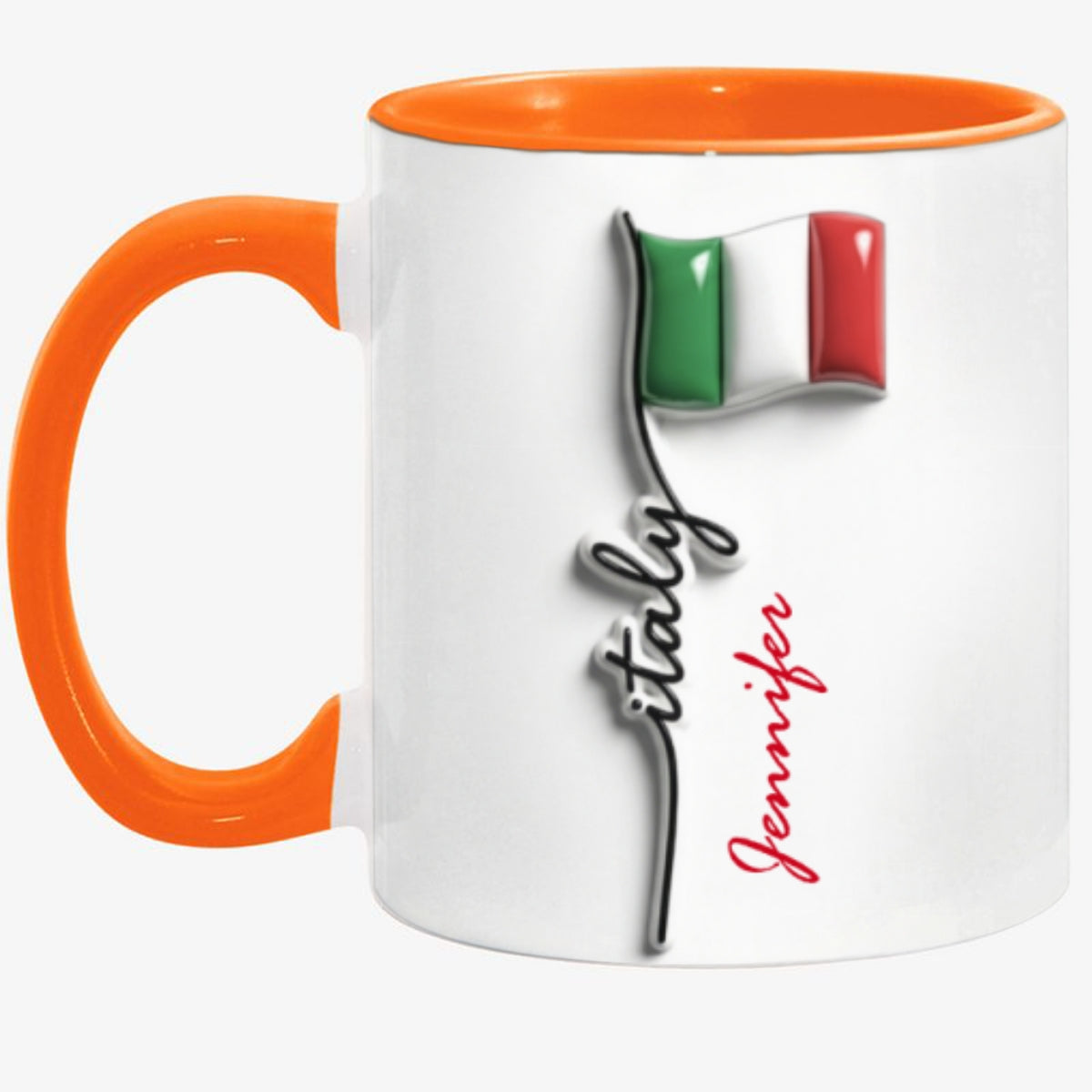 Custom Italy Flag Accent Mug With Your Name
