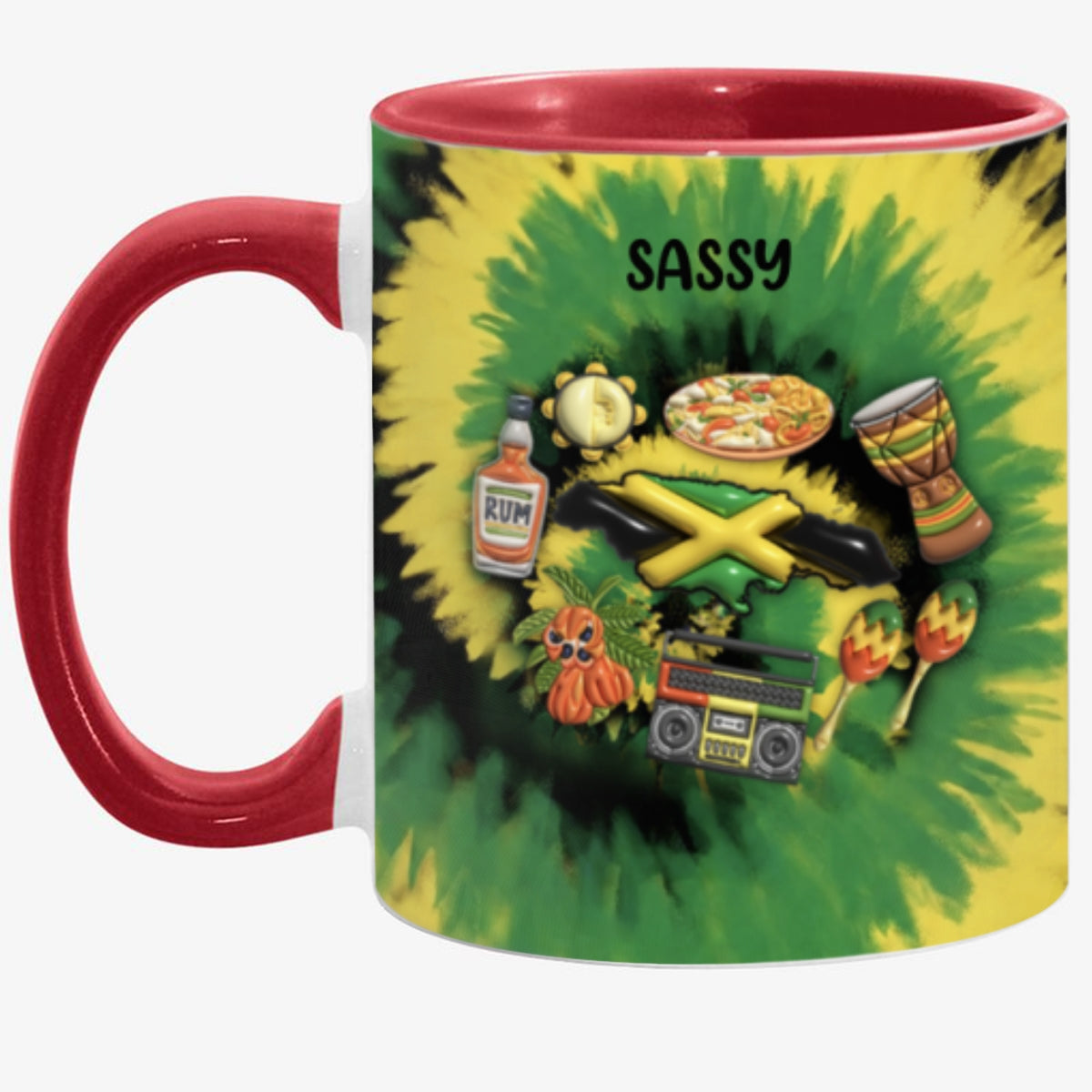 Customized Jamaica Coffee Mug Cup With Tie Dye Effect