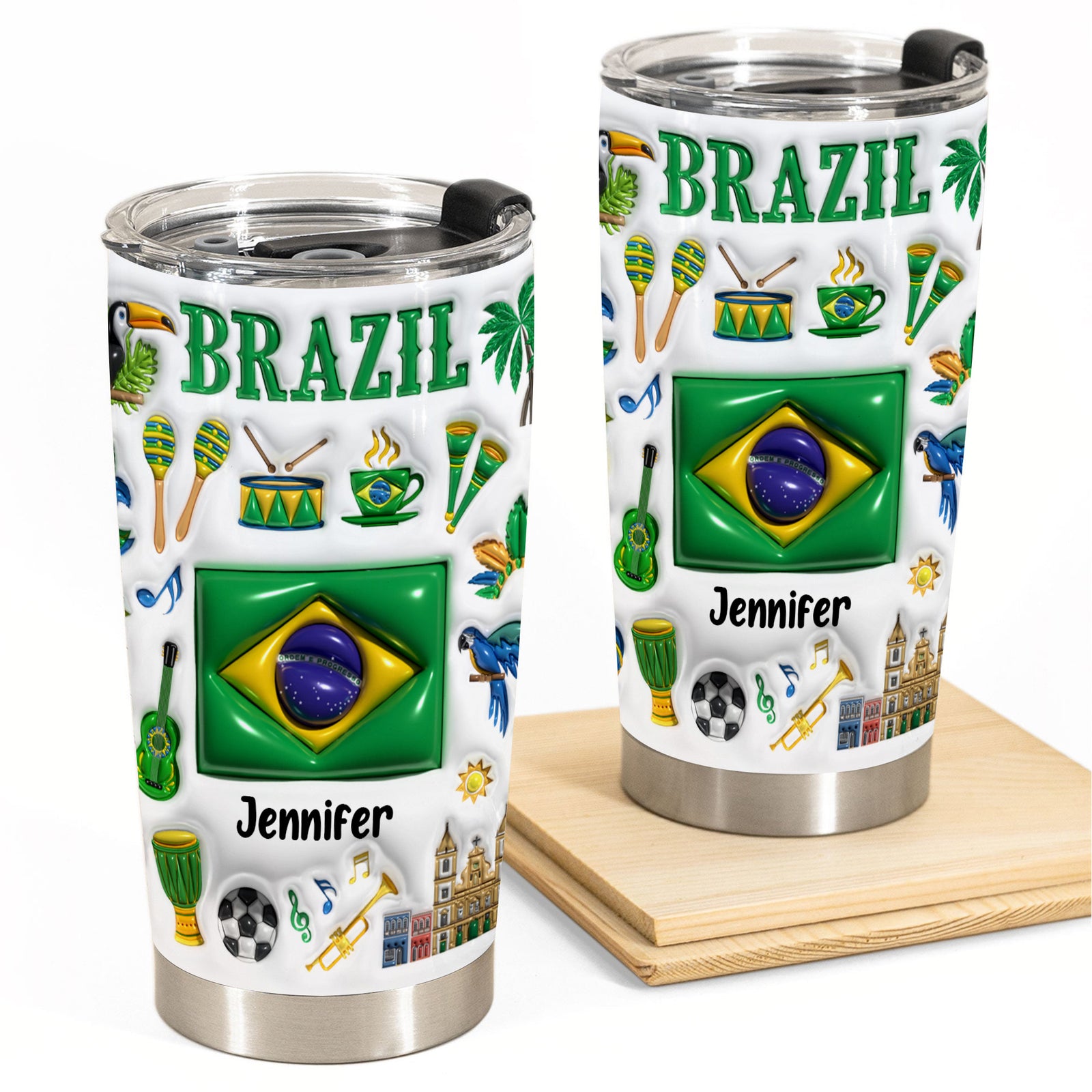 Custom Brazil Tumbler Cup With Your Name