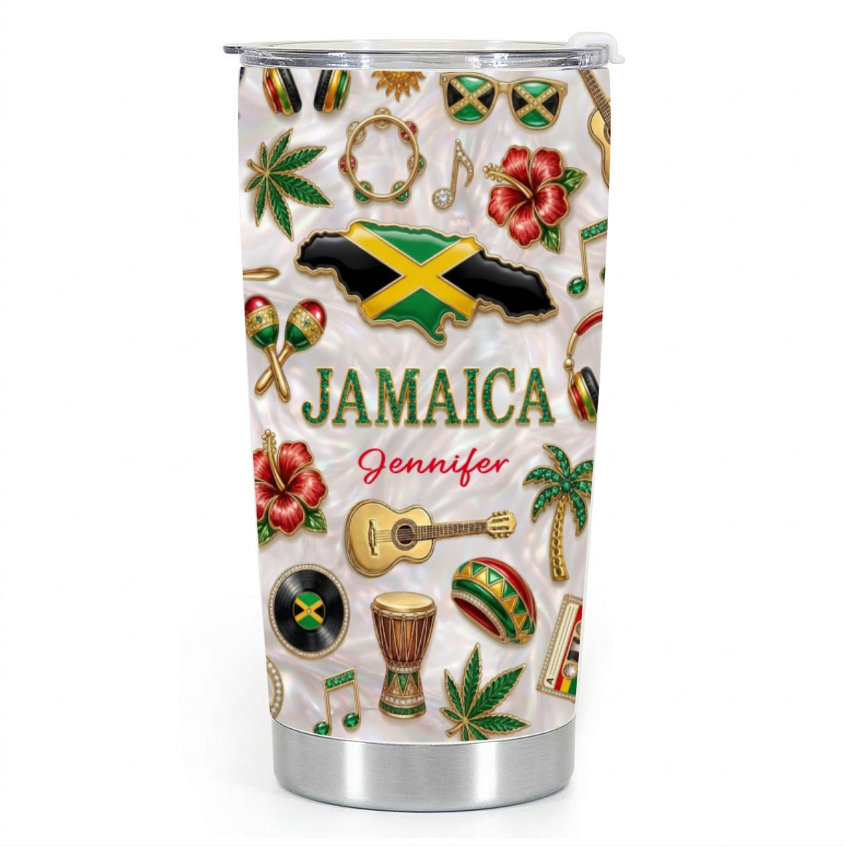 Custom Jamaica Tumbler With Jamaica Glitter Effect