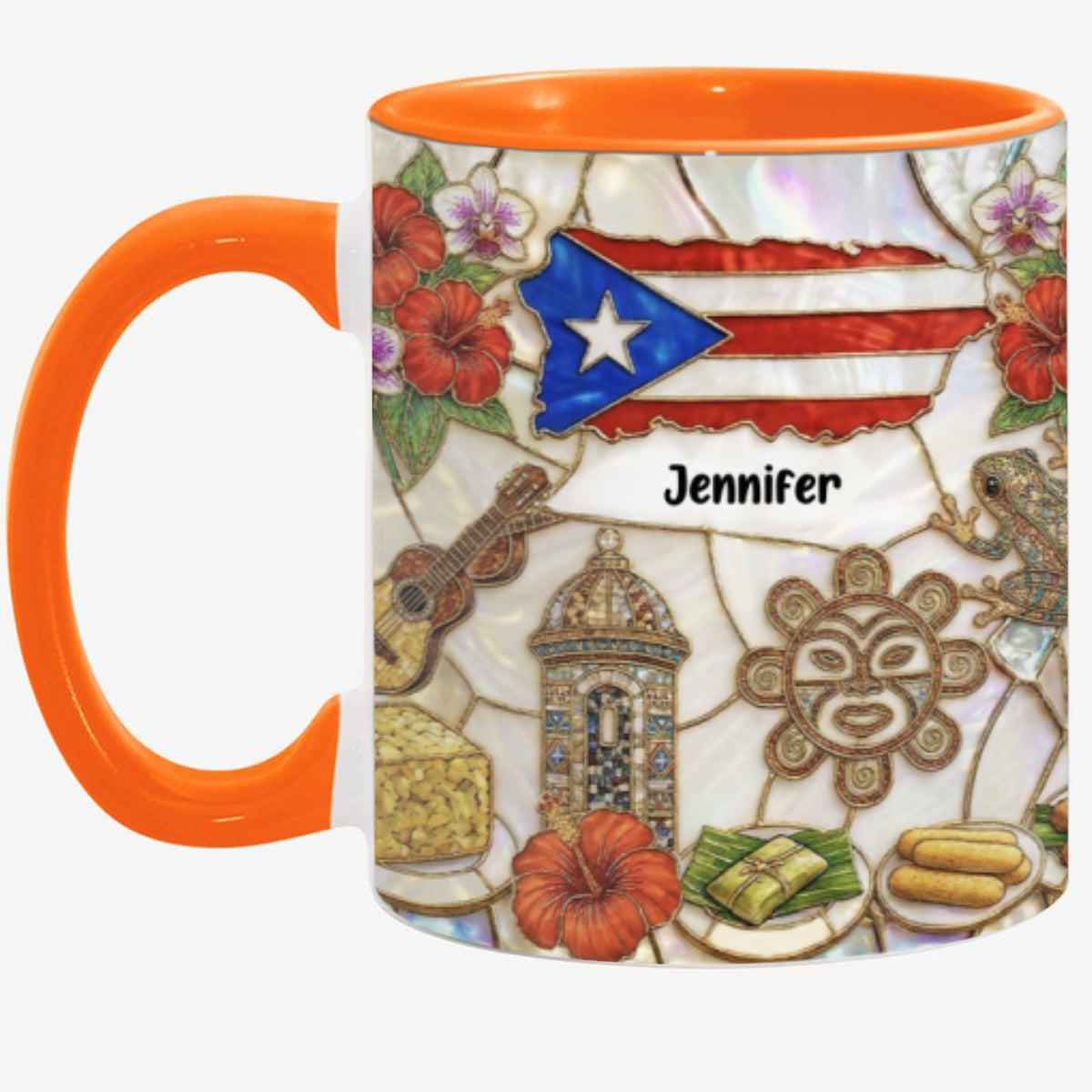 Custom Puerto Rico Accent Mug With Symbols Of Puerto Rico