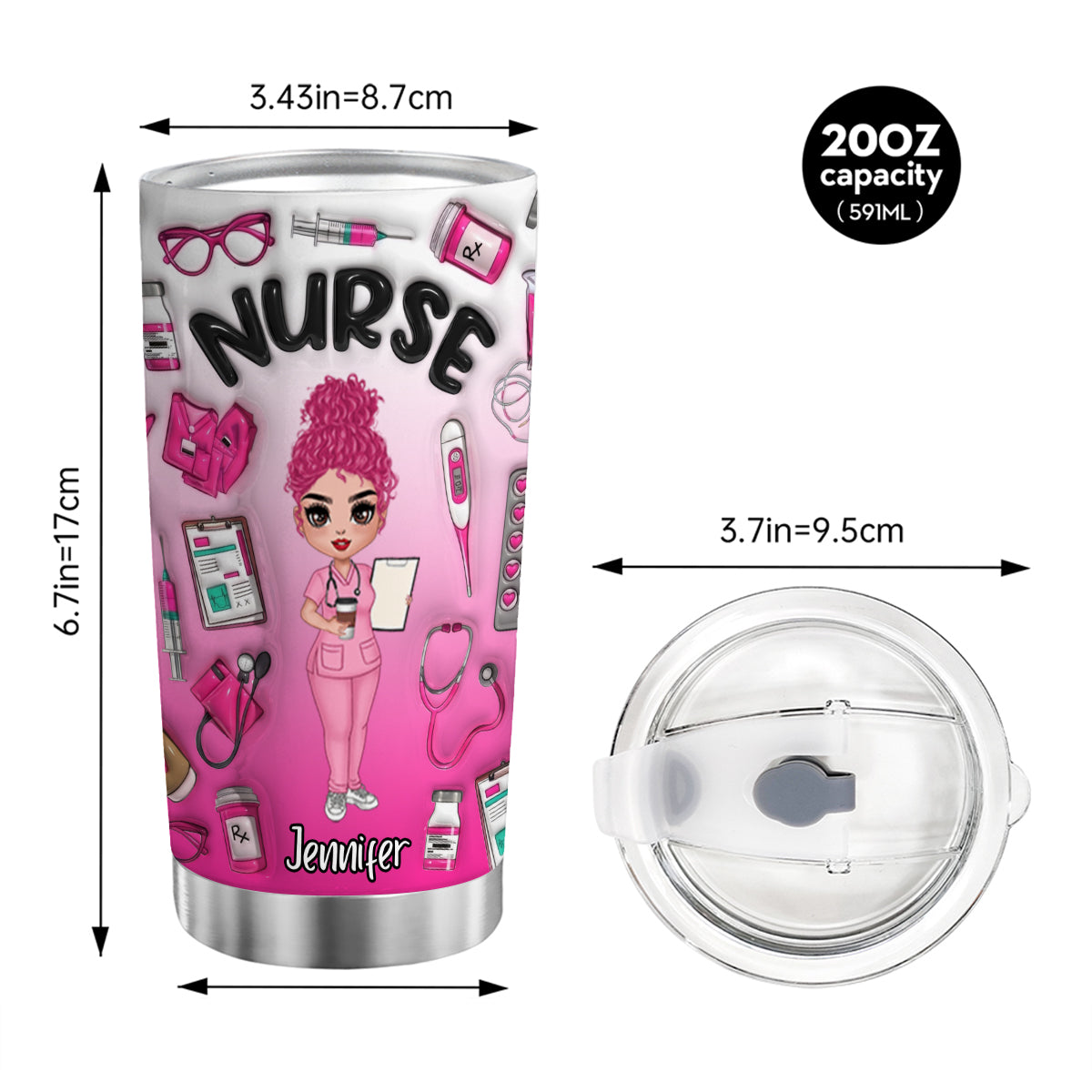 Custom Nurse Tumbler With Background Color