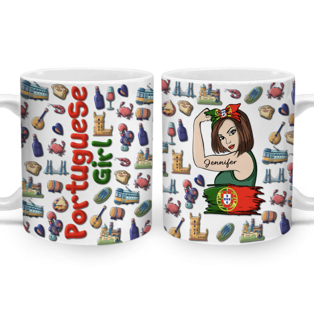 Custom Proud Portuguese Girl Mug And Your Name