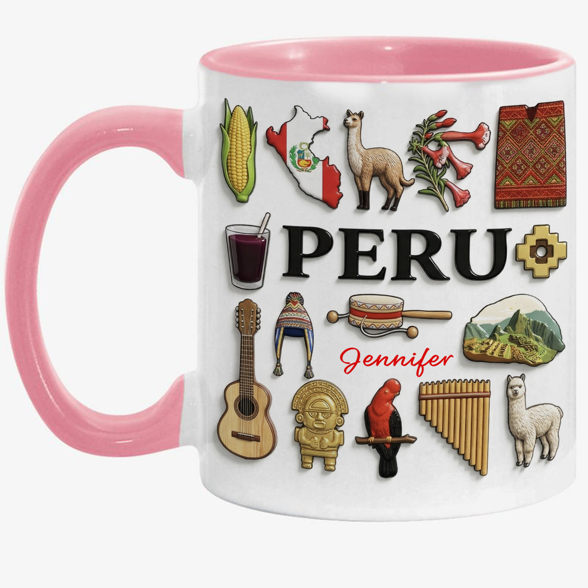 Custom Peru Accent Mug With Many Peru Symbols