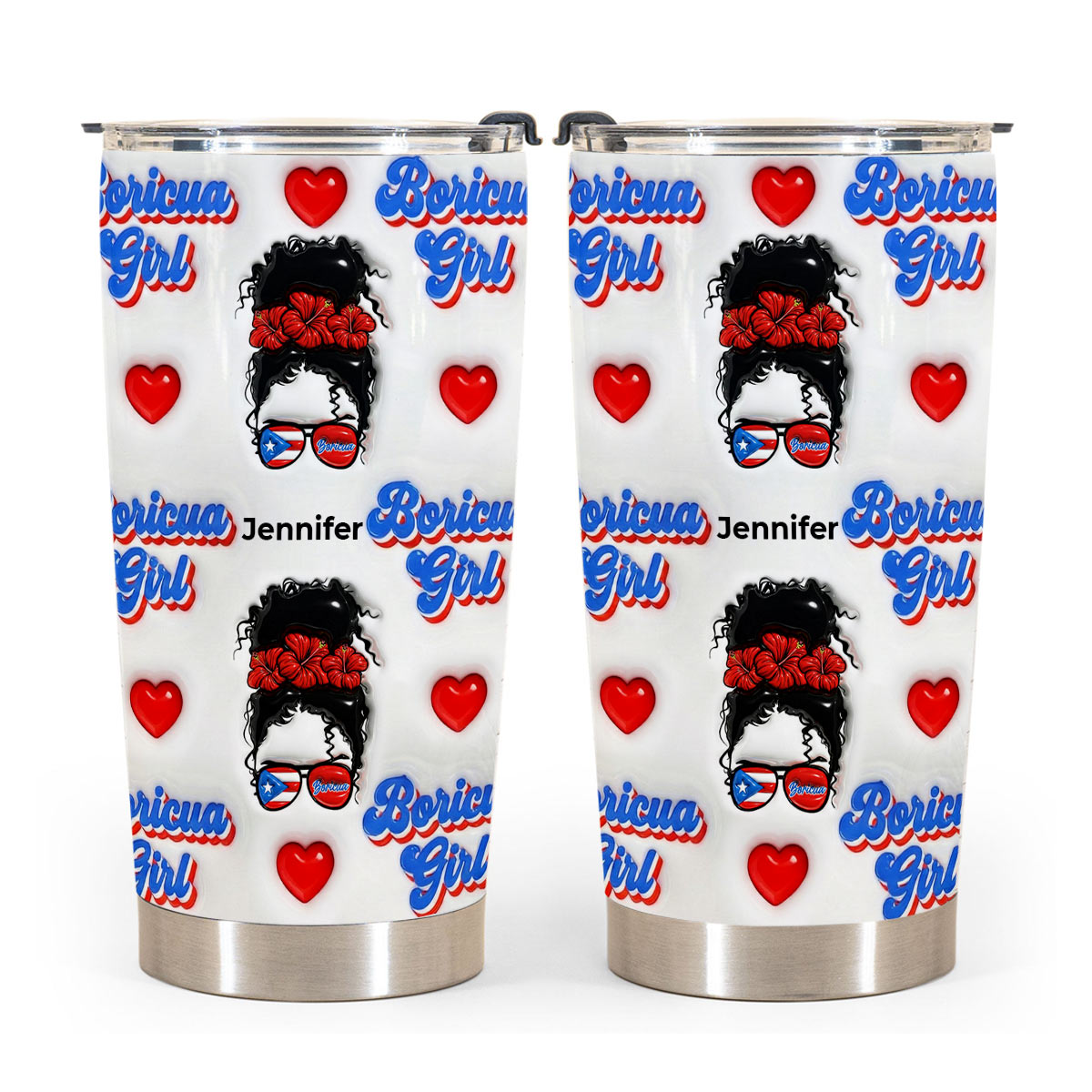 Custom Funny Puerto Rico Boricua Girl Symbols Tumbler