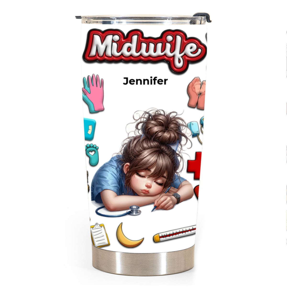 Custom Proud Nurse Tumbler, Clipart And Name