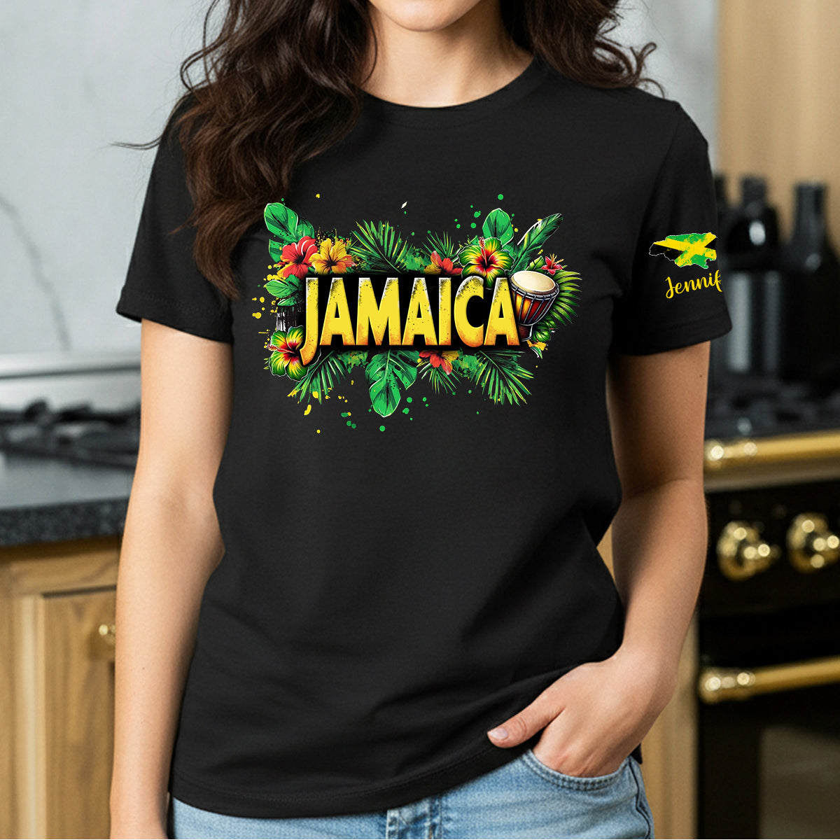 Custom Jamaica Symbols With Name On The Sleeve