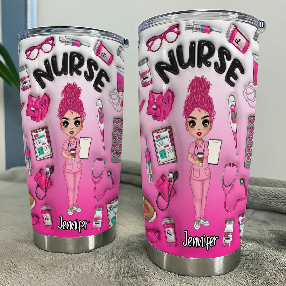 Custom Nurse Tumbler With Background Color