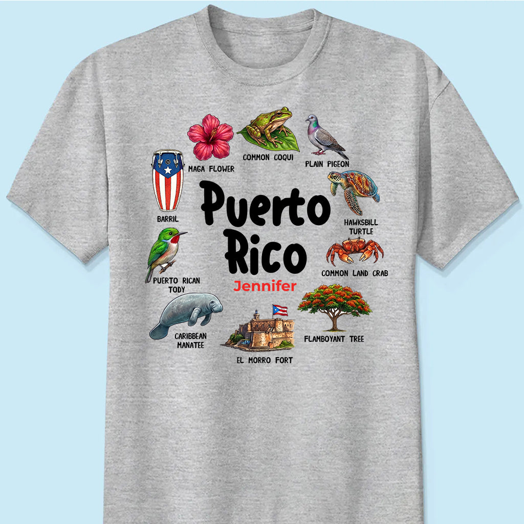 Custom Puerto Rico T-shirt With Circle Symbols