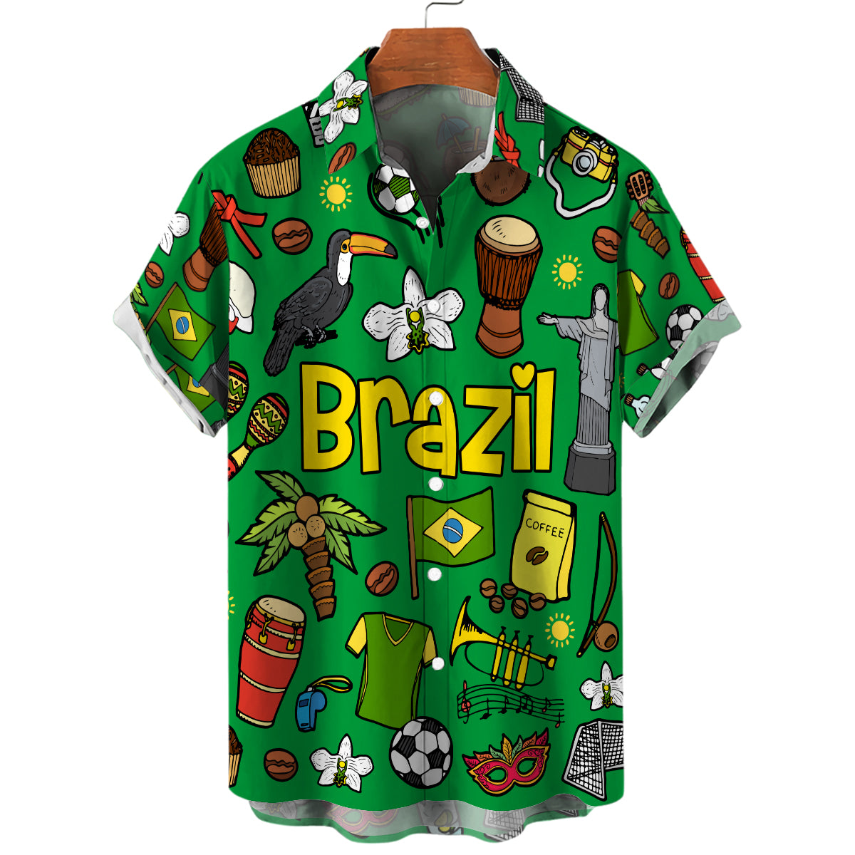 Brazil Hawaiian Shirt With Color Background