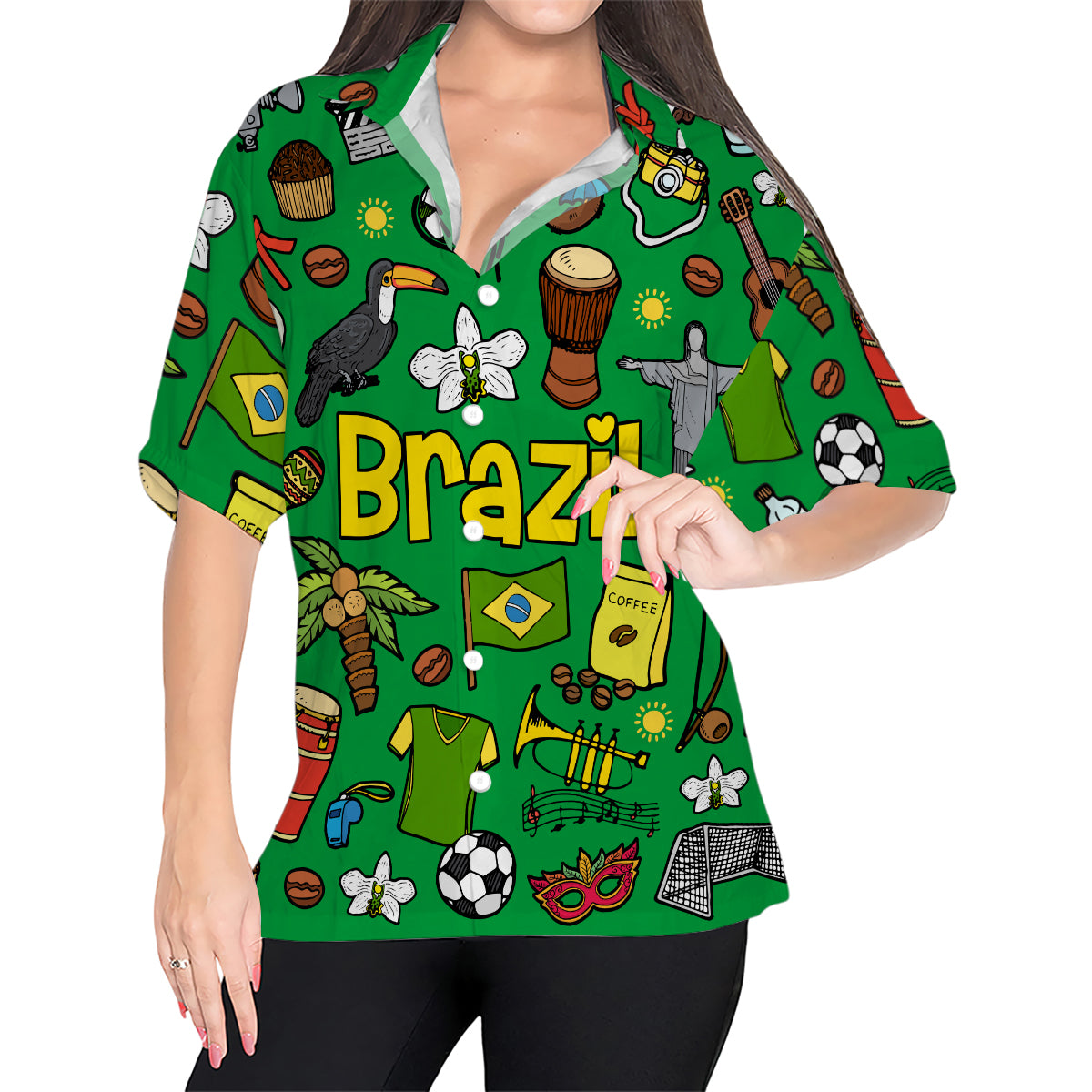Brazil Hawaiian Shirt With Color Background