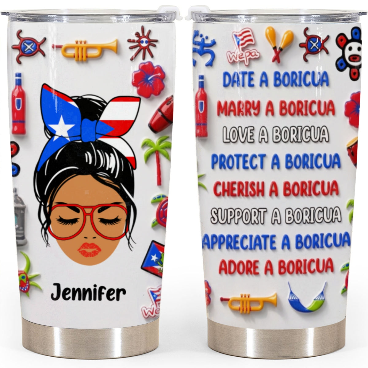 Custom Boricua Tumbler With Funny Quotes