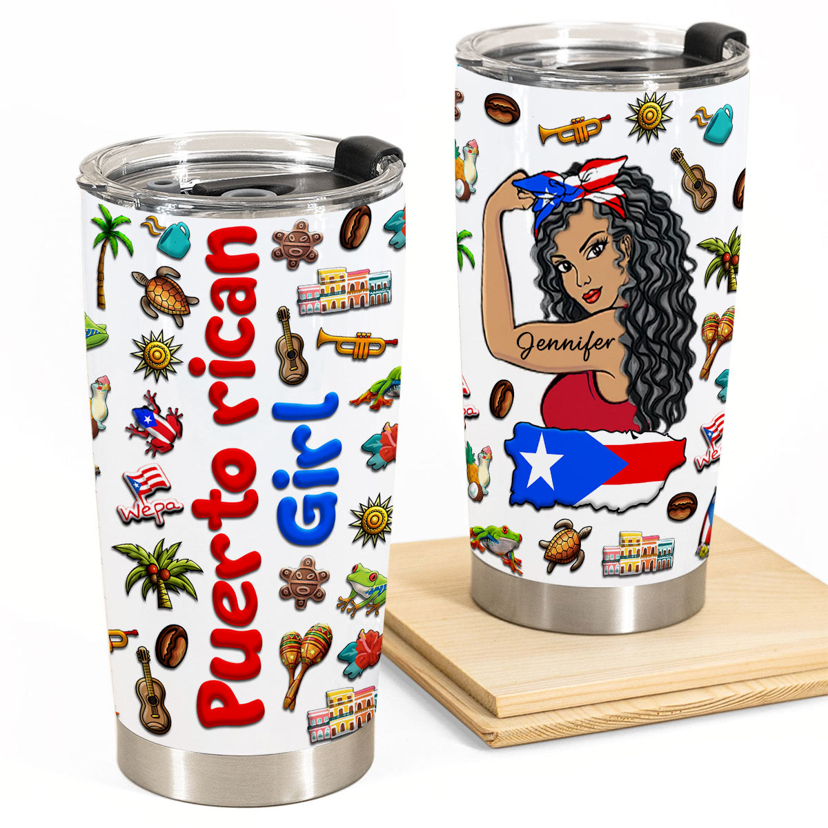 Custom Proud Puerto Rican Girl Tumbler And Your Name