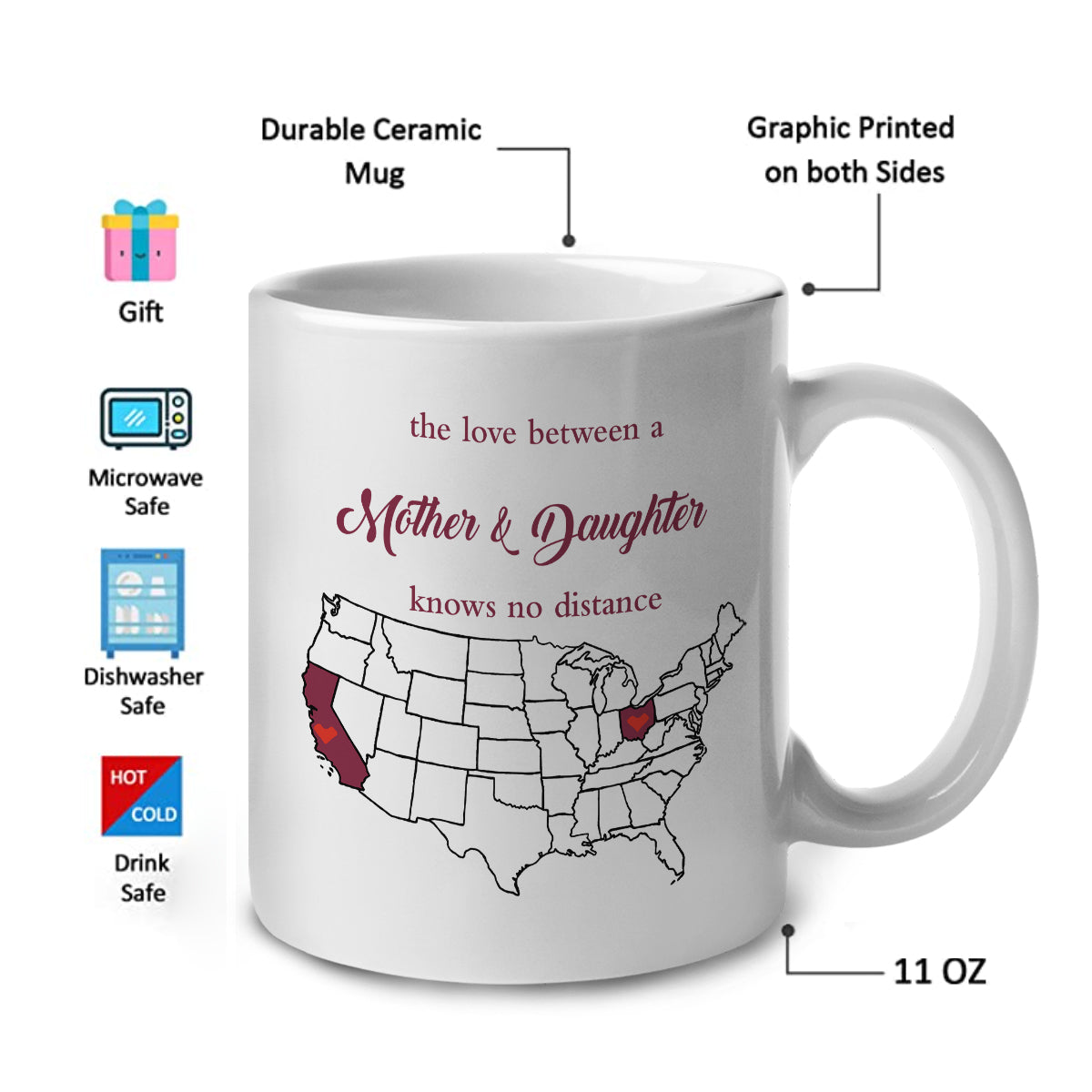 California Ohio The Love Between A Mother And Daughter Mug
