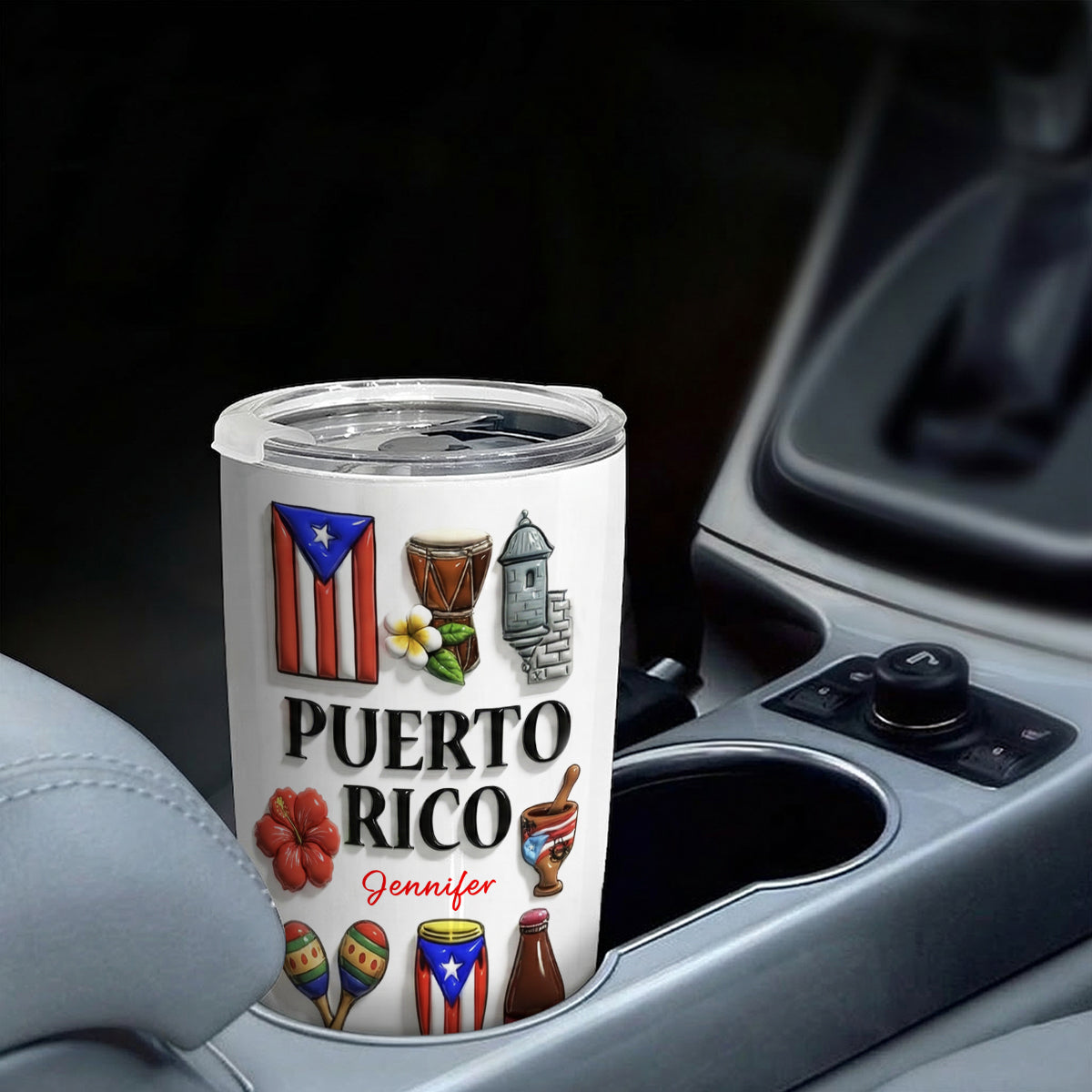 Custom Puerto Rico Tumbler With Many Puerto Rico Symbols