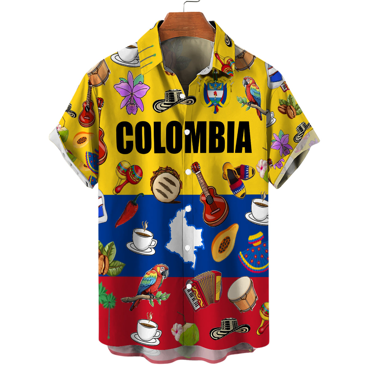 Colombia Flag, Symbols Hawaiian Shirt For Colombian
