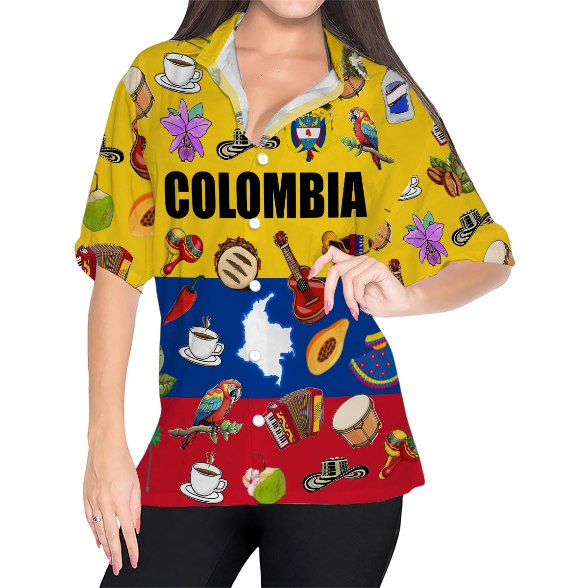 Colombia Flag, Symbols Hawaiian Shirt For Colombian