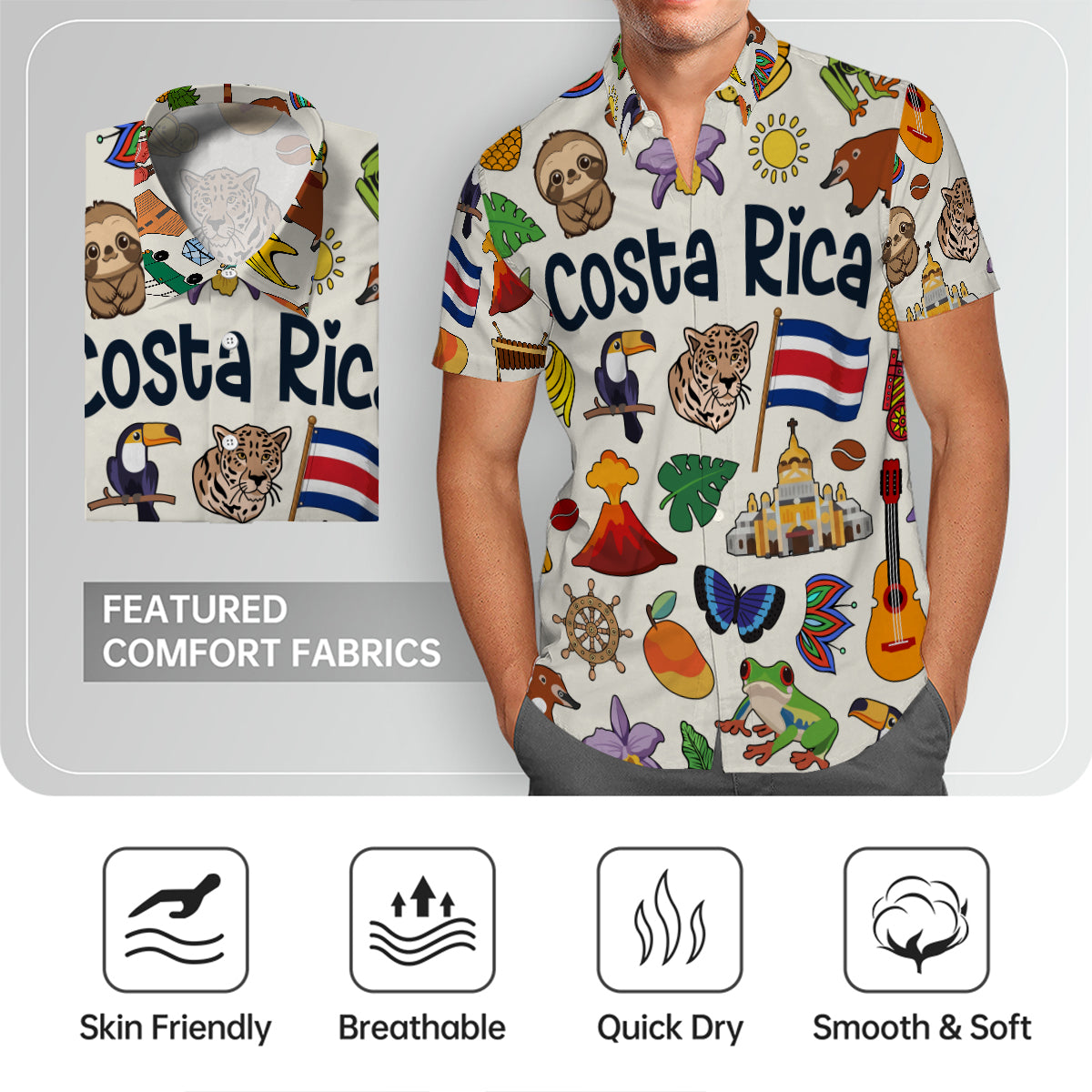 Costa Rica Hawaiian Shirt For Vacation And Travel Lovers